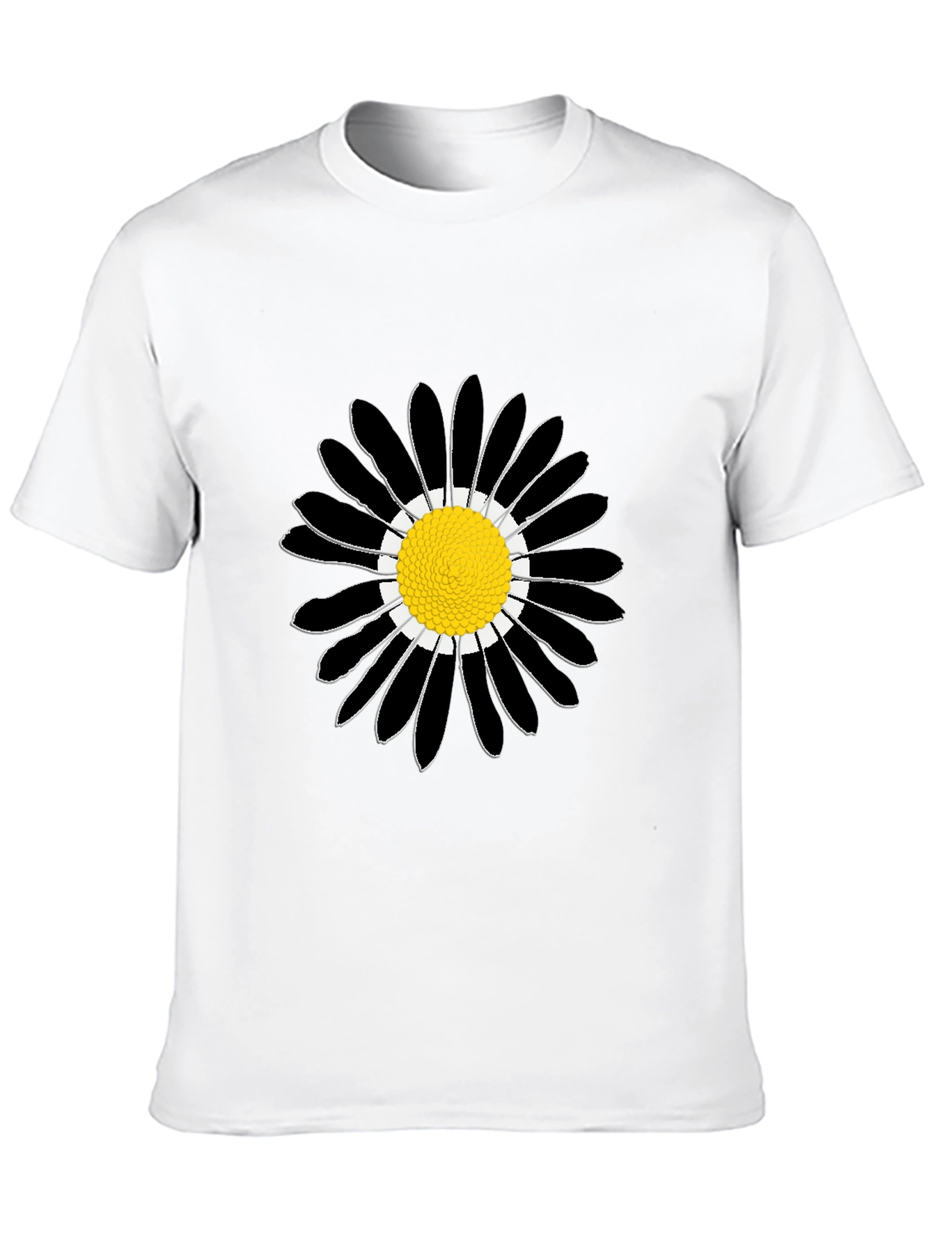 Black Daisy Graphic Tee - Stylish Cotton Comfort