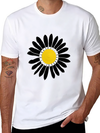 Black Daisy Graphic Tee - Stylish Cotton Comfort