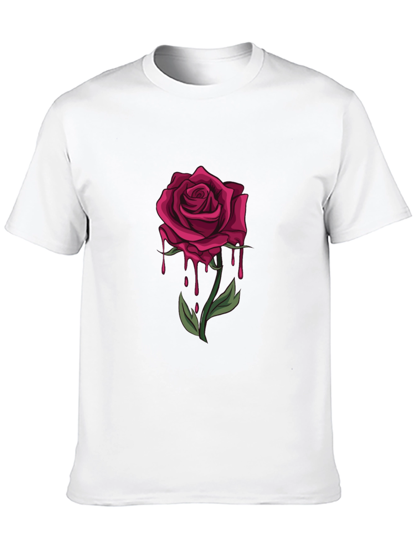 Mens Black T-Shirt with Dripping Rose