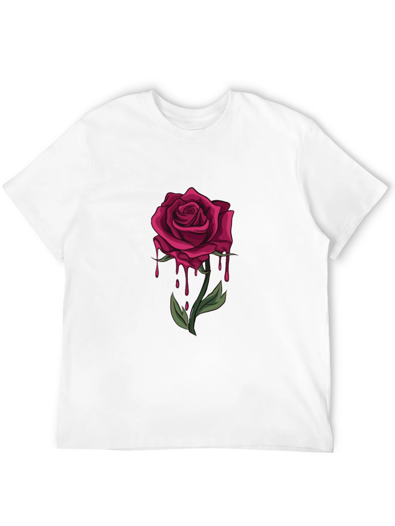 Mens Black T-Shirt with Dripping Rose