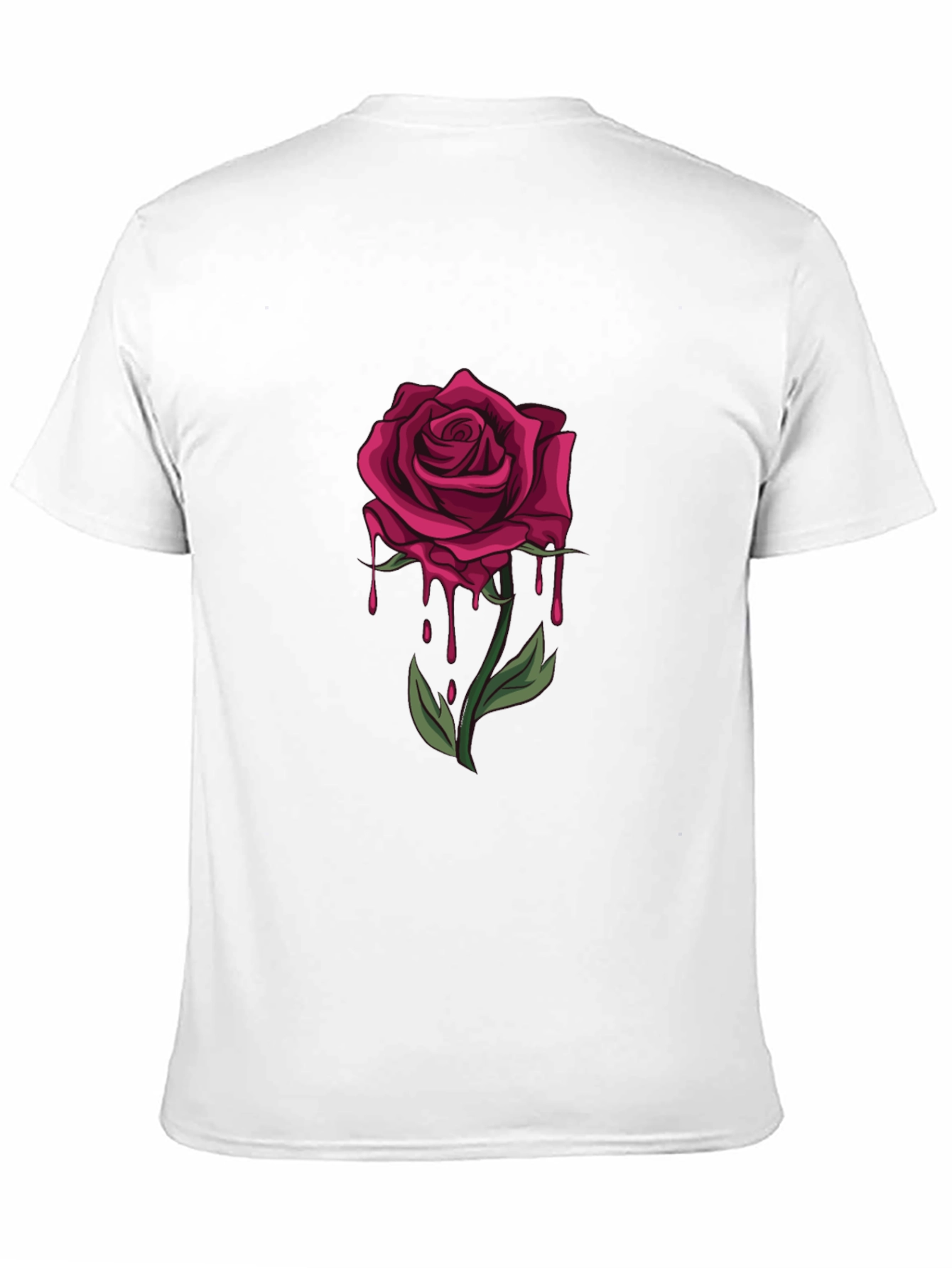 Mens Black T-Shirt with Dripping Rose