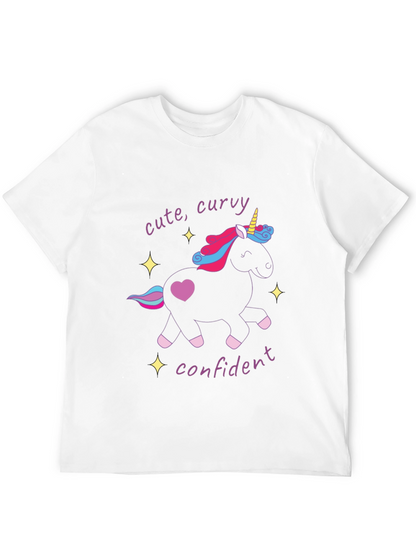 Cute Curvy Confident Unicorn Graphic T-Shirt