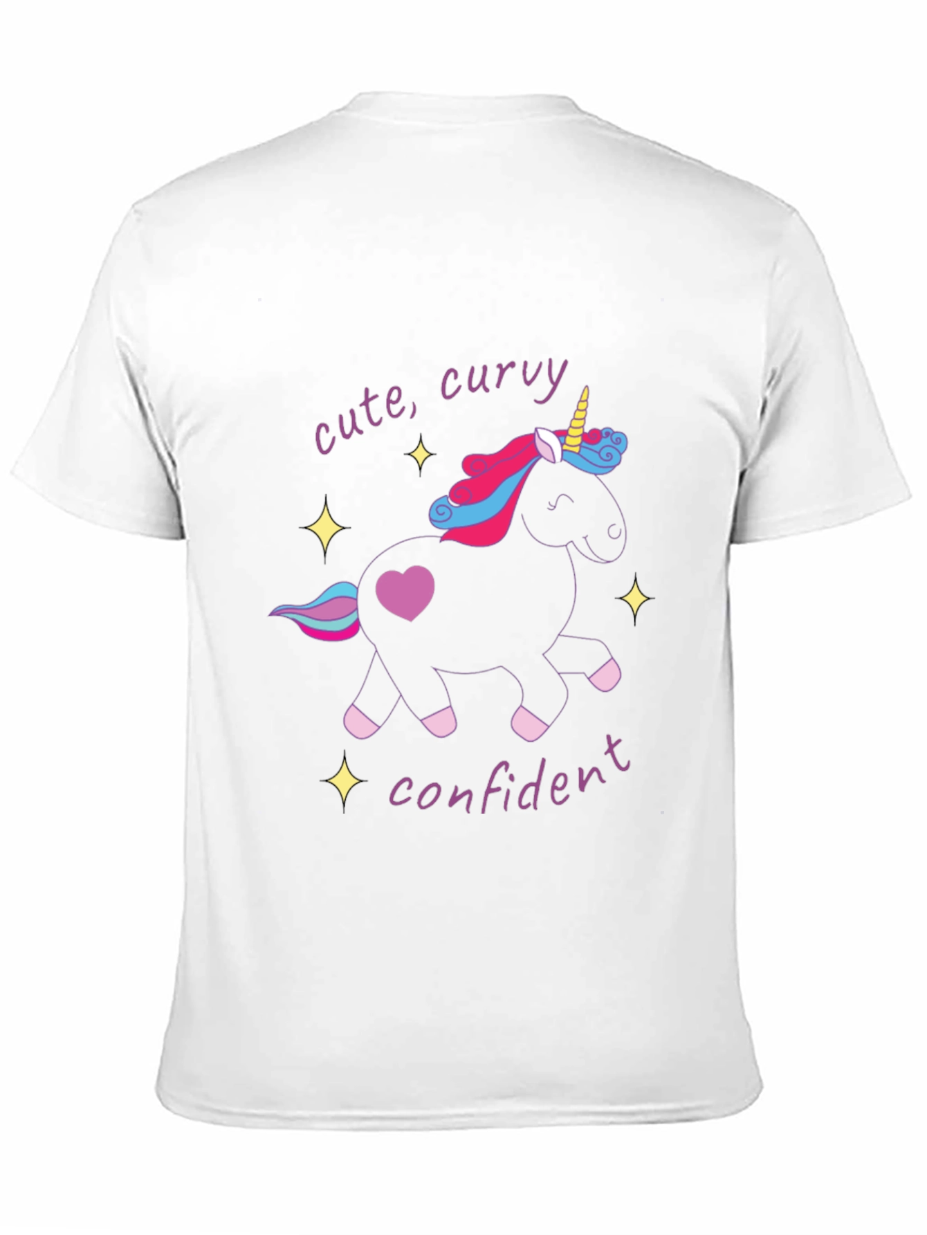 Cute Curvy Confident Unicorn Graphic T-Shirt