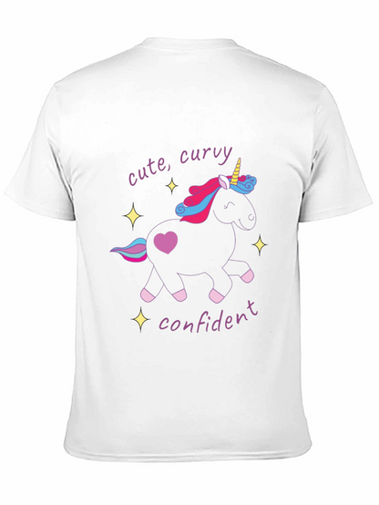 Cute Curvy Confident Unicorn Graphic T-Shirt