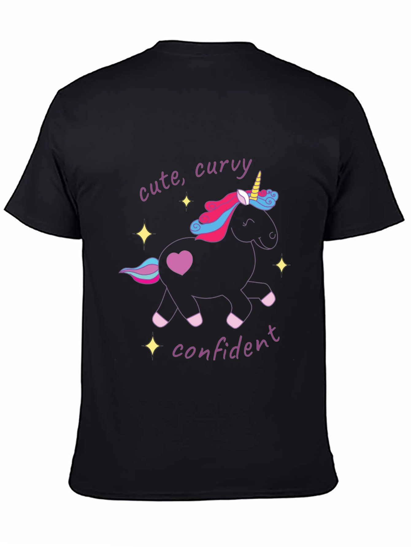 Cute Curvy Confident Unicorn Graphic T-Shirt