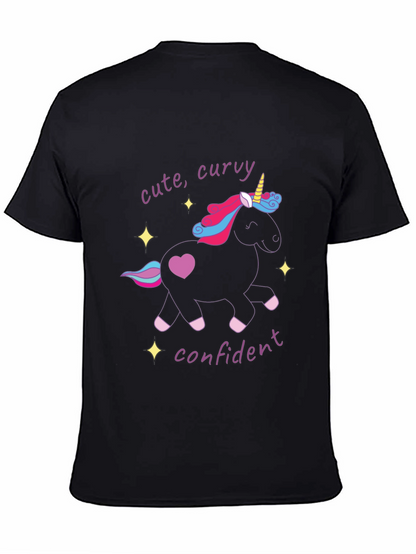 Cute Curvy Confident Unicorn Graphic T-Shirt