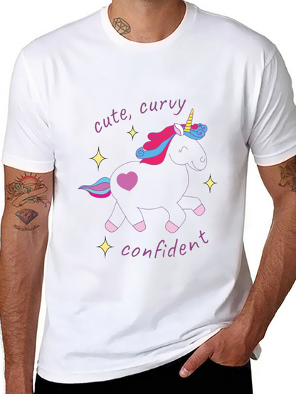 Cute Curvy Confident Unicorn Graphic T-Shirt