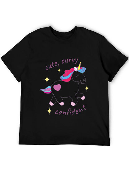 Cute Curvy Confident Unicorn Graphic T-Shirt