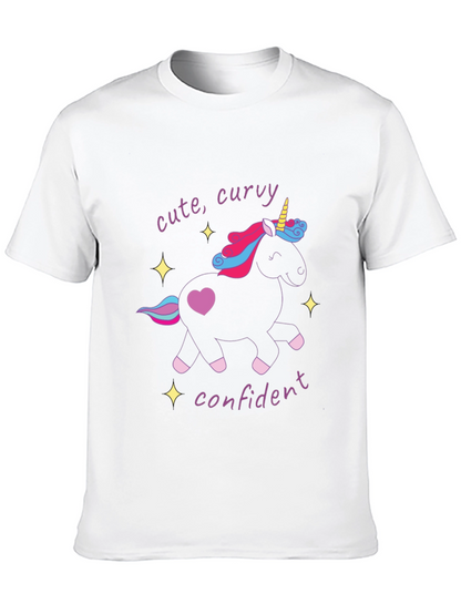 Cute Curvy Confident Unicorn Graphic T-Shirt