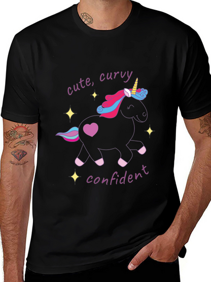 Cute Curvy Confident Unicorn Graphic T-Shirt