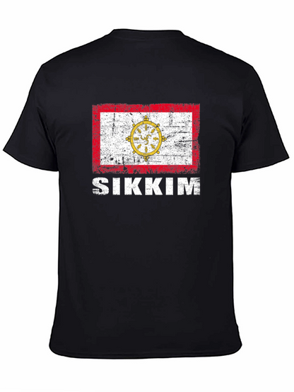 Sikkim Flag T-Shirt - Distressed Graphic Tee
