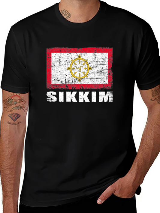 Sikkim Flag T-Shirt - Distressed Graphic Tee