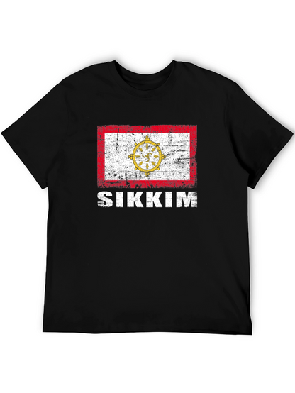 Sikkim Flag T-Shirt - Distressed Graphic Tee