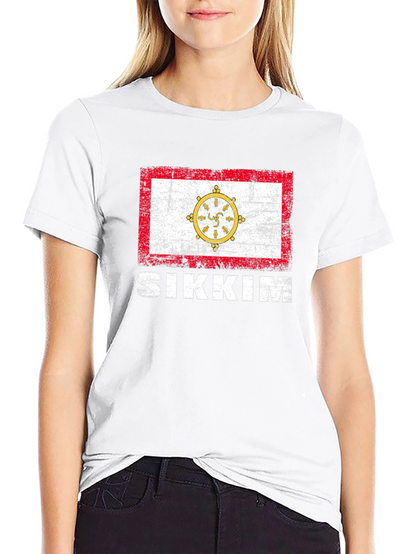 Sikkim Flag T-Shirt - Distressed Graphic Tee