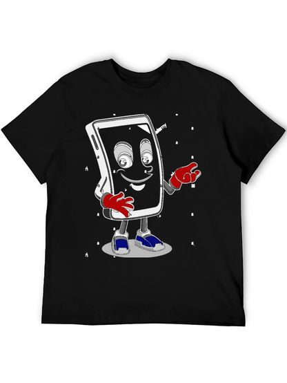 Funny Smartphone Character Graphic T-Shirt