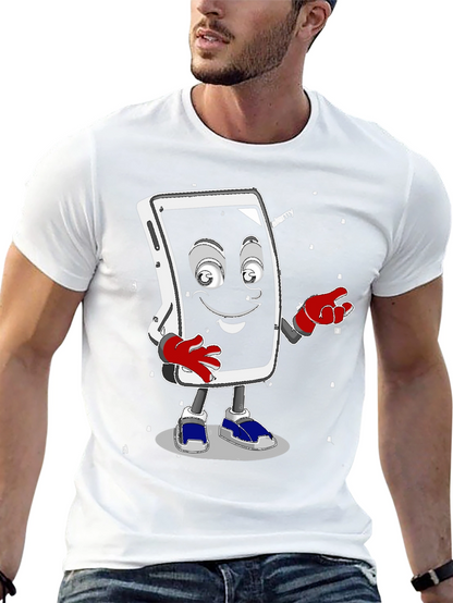 Funny Smartphone Character Graphic T-Shirt