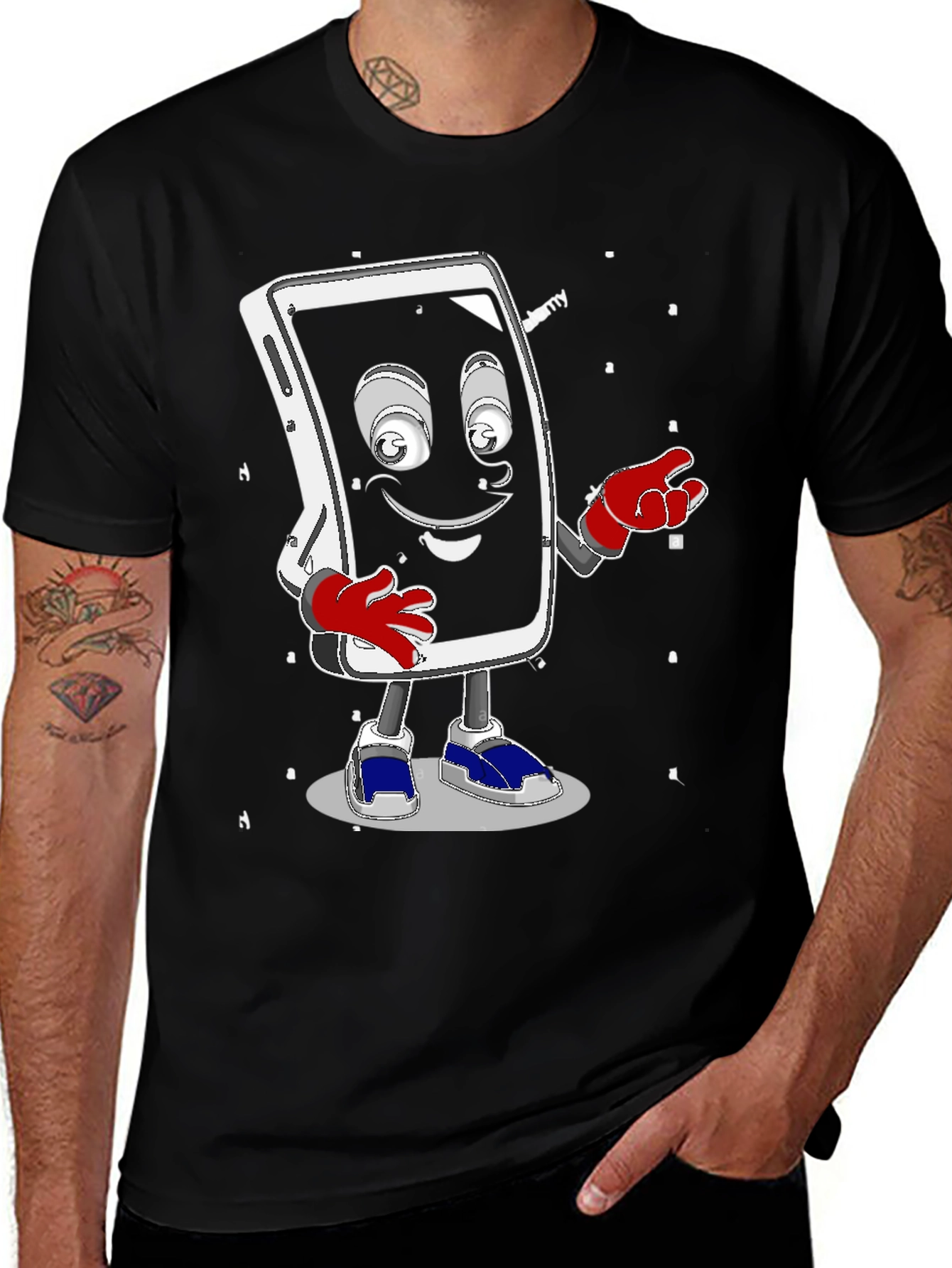 Funny Smartphone Character Graphic T-Shirt