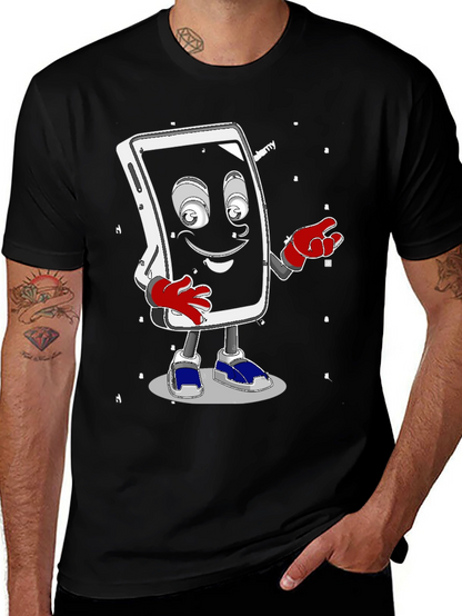 Funny Smartphone Character Graphic T-Shirt