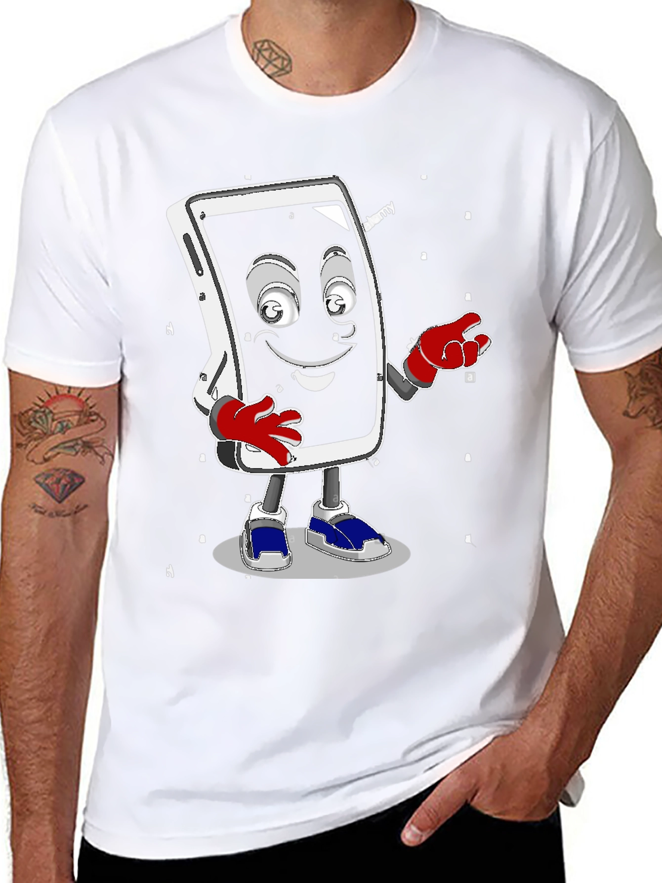Funny Smartphone Character Graphic T-Shirt