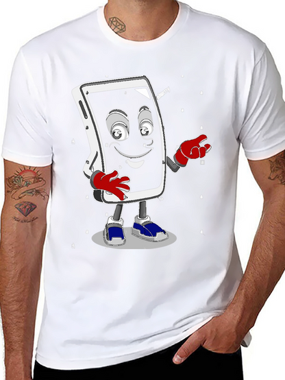 Funny Smartphone Character Graphic T-Shirt