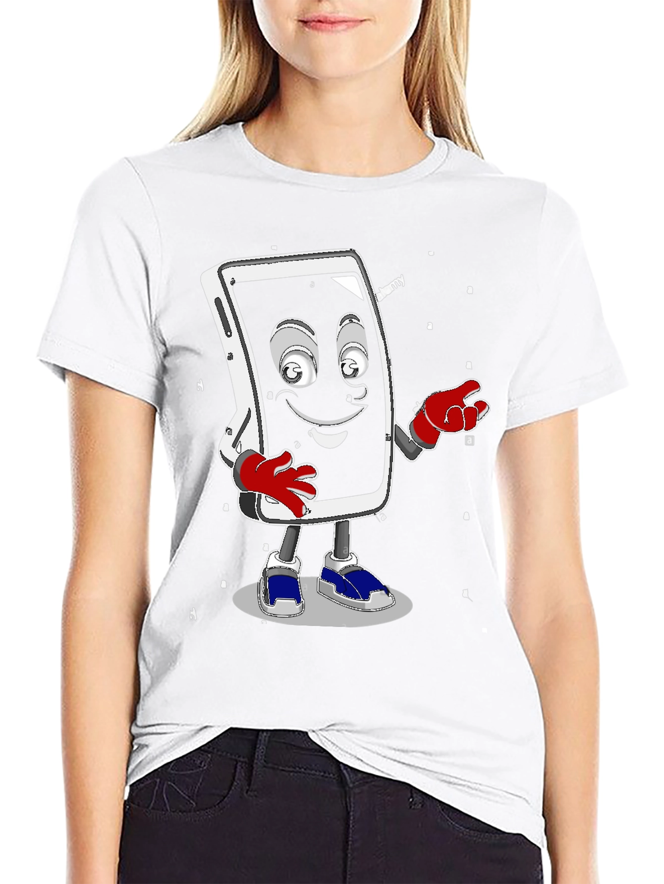 Funny Smartphone Character Graphic T-Shirt