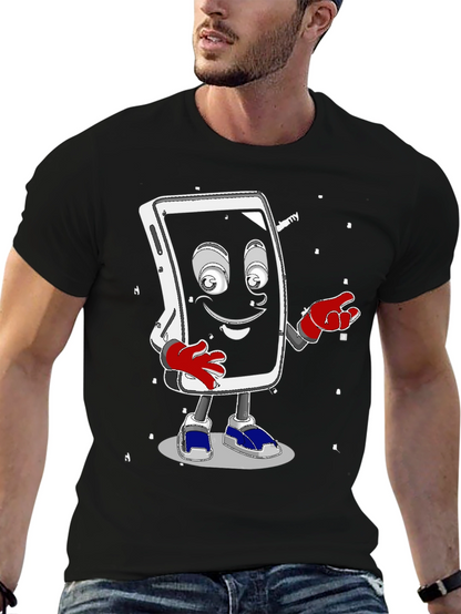 Funny Smartphone Character Graphic T-Shirt