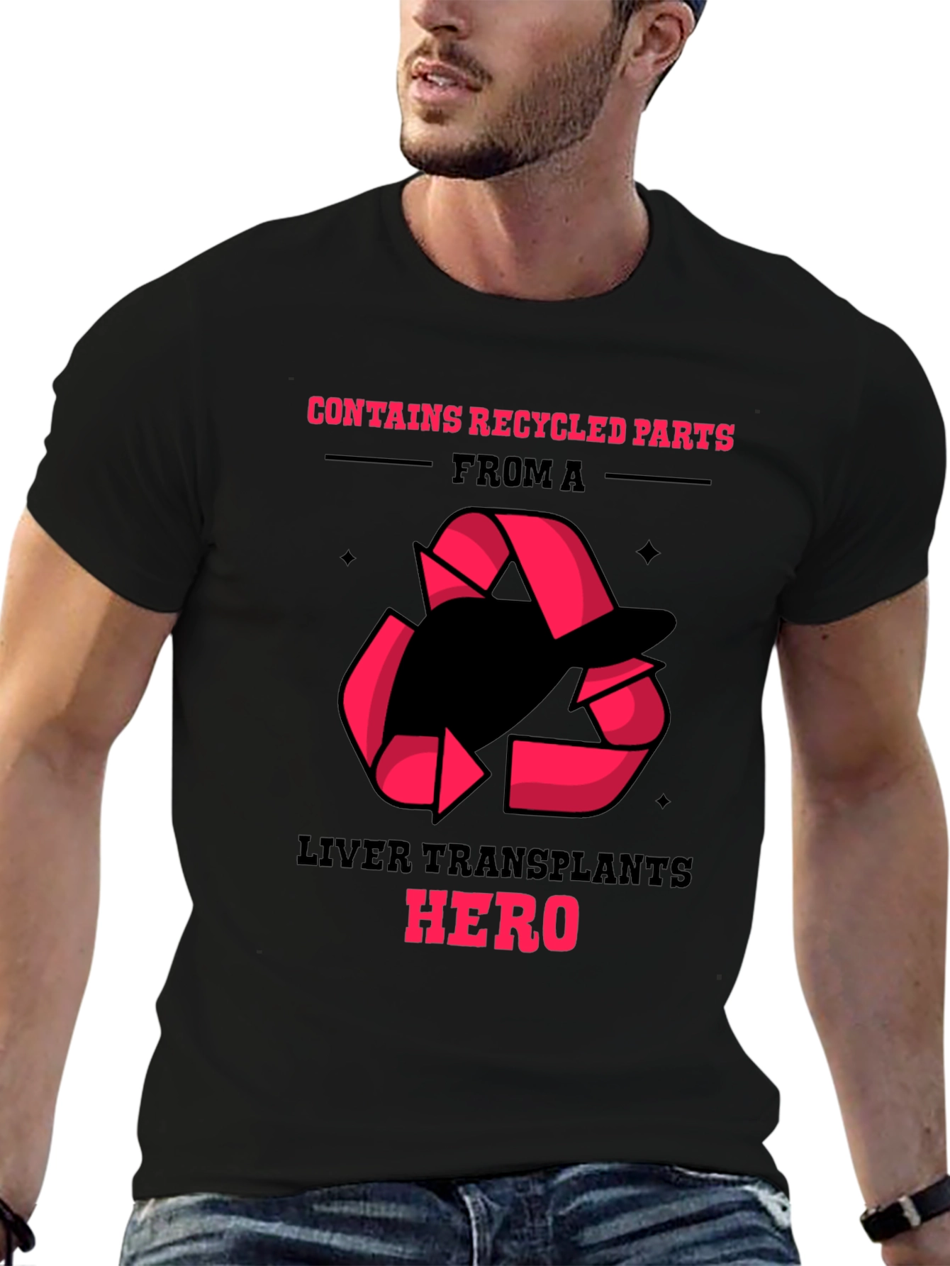 Liver Transplant Hero Recycled Parts Black T-Shirt