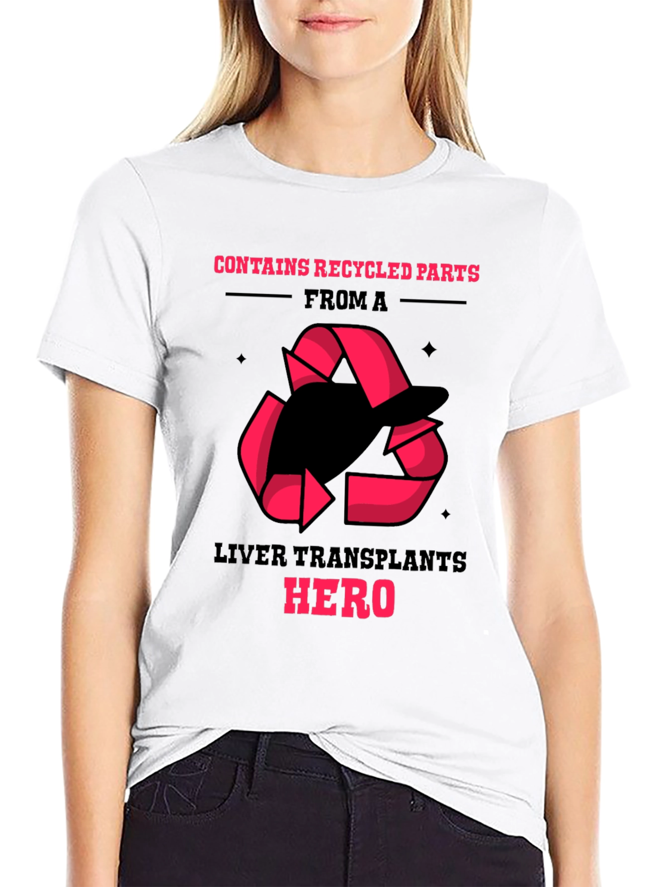 Liver Transplant Hero Recycled Parts Black T-Shirt