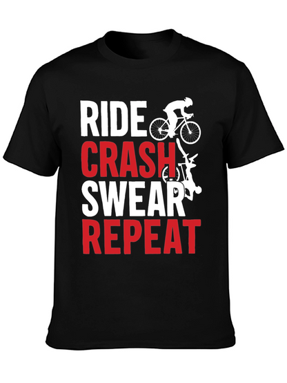 Ride Crash Swear Repeat Graphic Tee - Biker T-Shirt