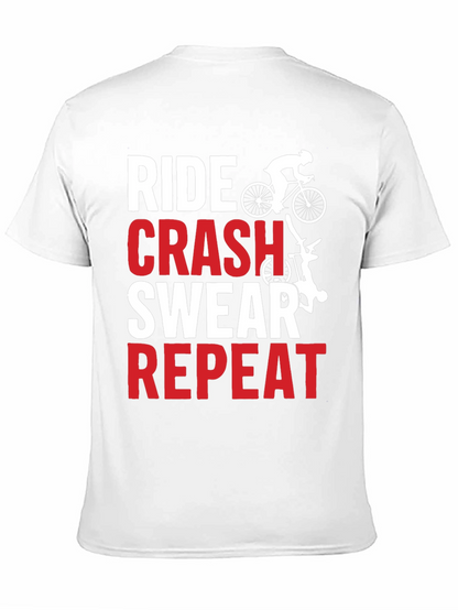 Ride Crash Swear Repeat Graphic Tee - Biker T-Shirt