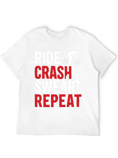Ride Crash Swear Repeat Graphic Tee - Biker T-Shirt