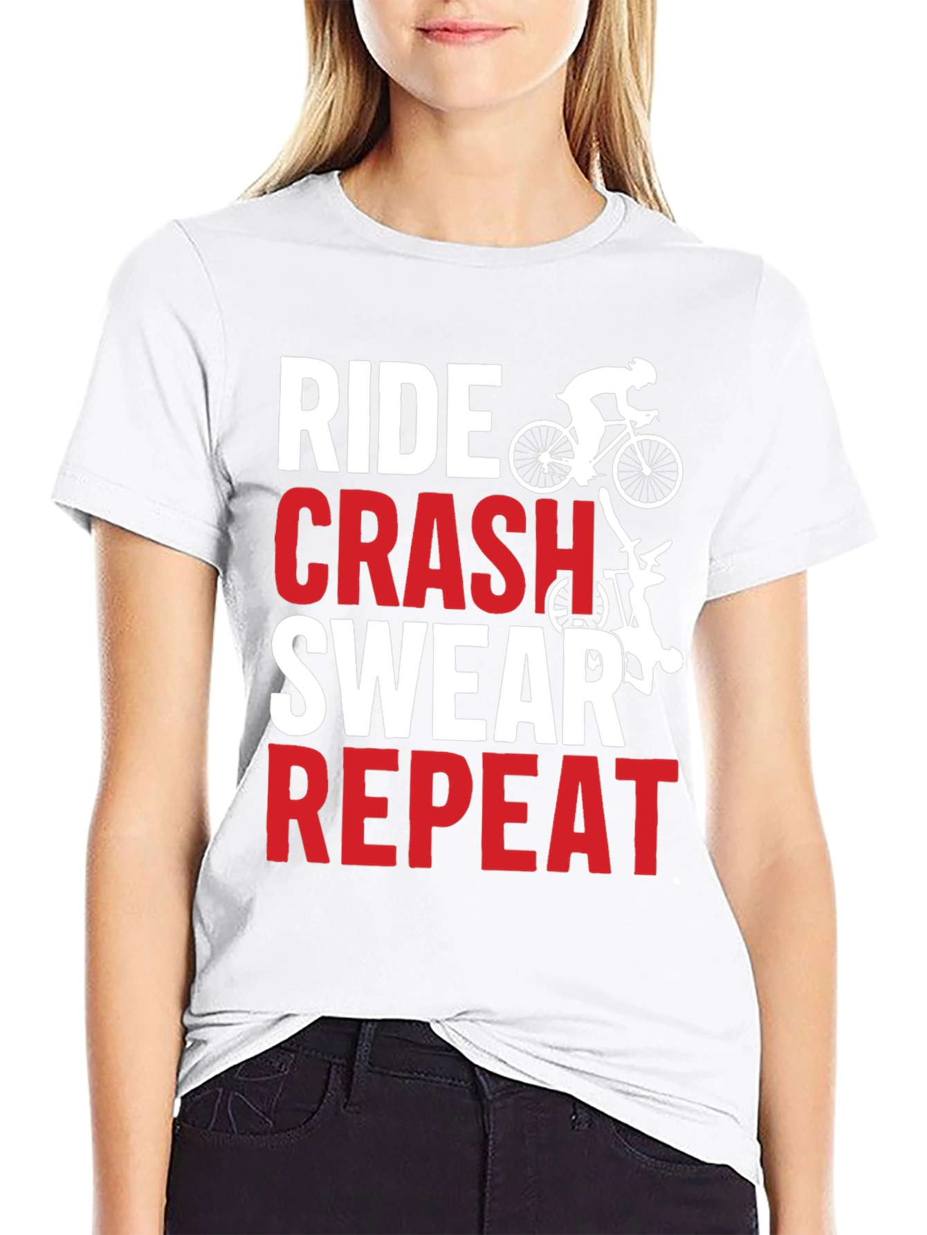 Ride Crash Swear Repeat Graphic Tee - Biker T-Shirt