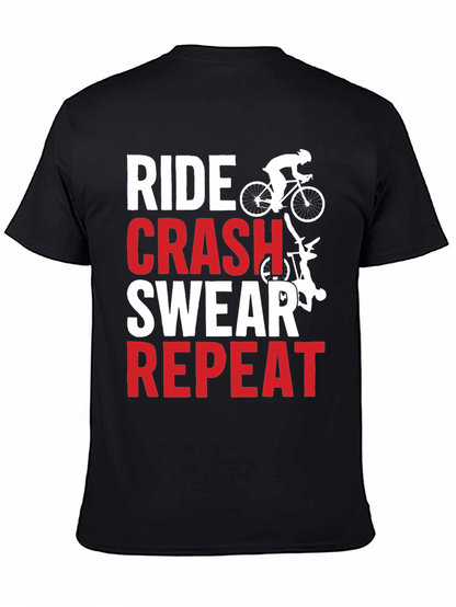 Ride Crash Swear Repeat Graphic Tee - Biker T-Shirt