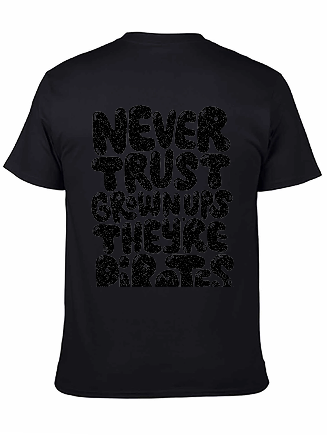 Never Trust Grownups Graphic Tee - Black Cotton