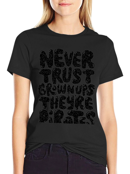 Never Trust Grownups Graphic Tee - Black Cotton
