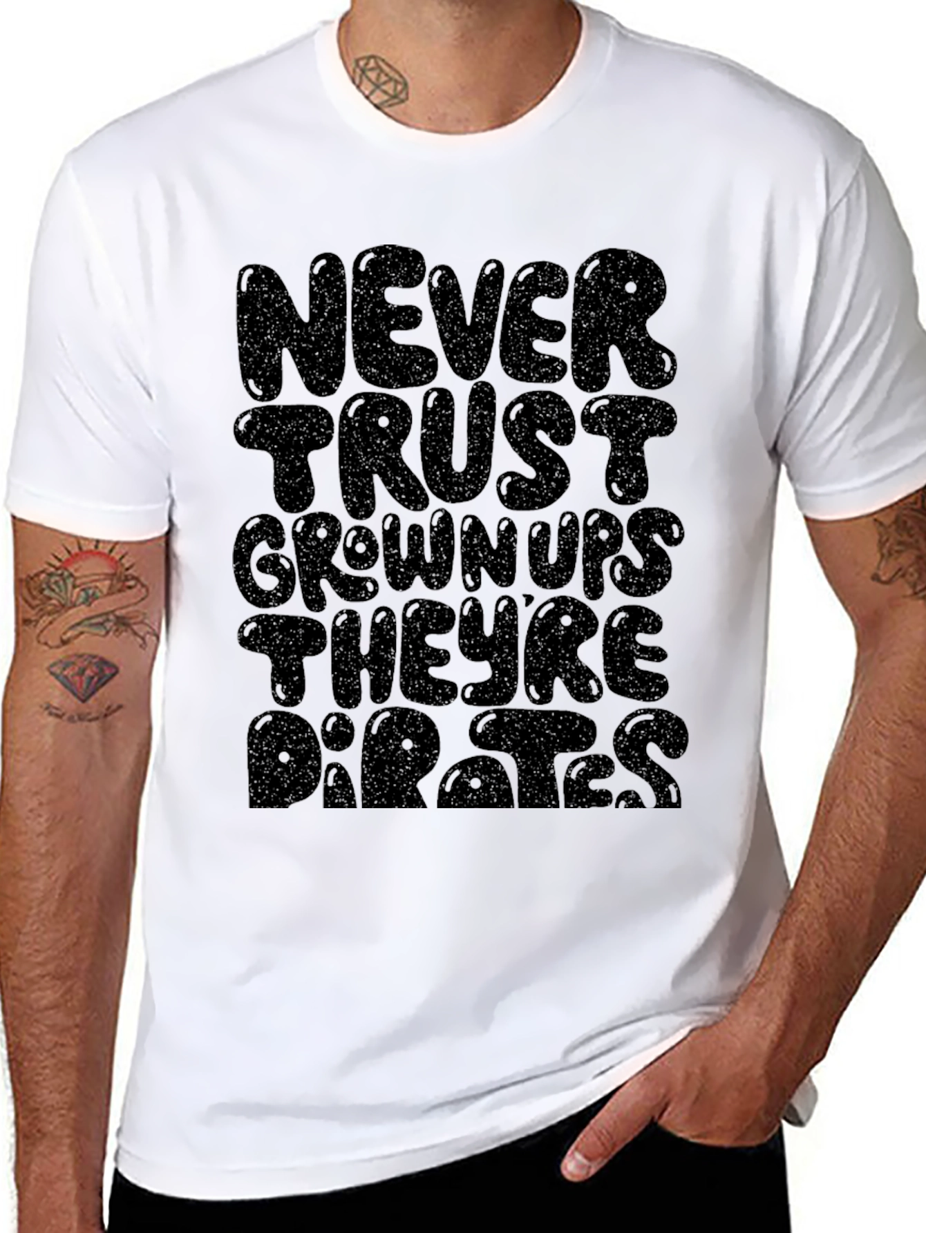 Never Trust Grownups Graphic Tee - Black Cotton