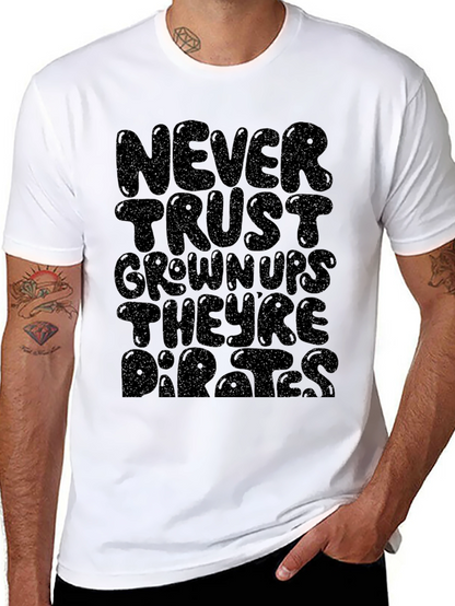 Never Trust Grownups Graphic Tee - Black Cotton
