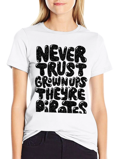 Never Trust Grownups Graphic Tee - Black Cotton