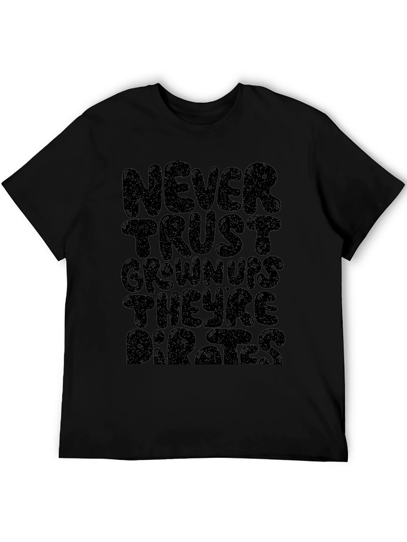 Never Trust Grownups Graphic Tee - Black Cotton