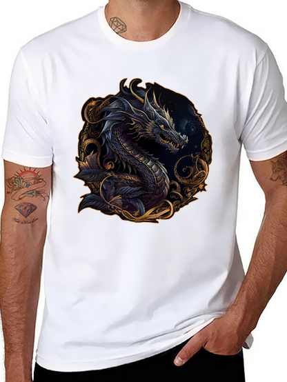 Dragon Graphic Print Black T-Shirt