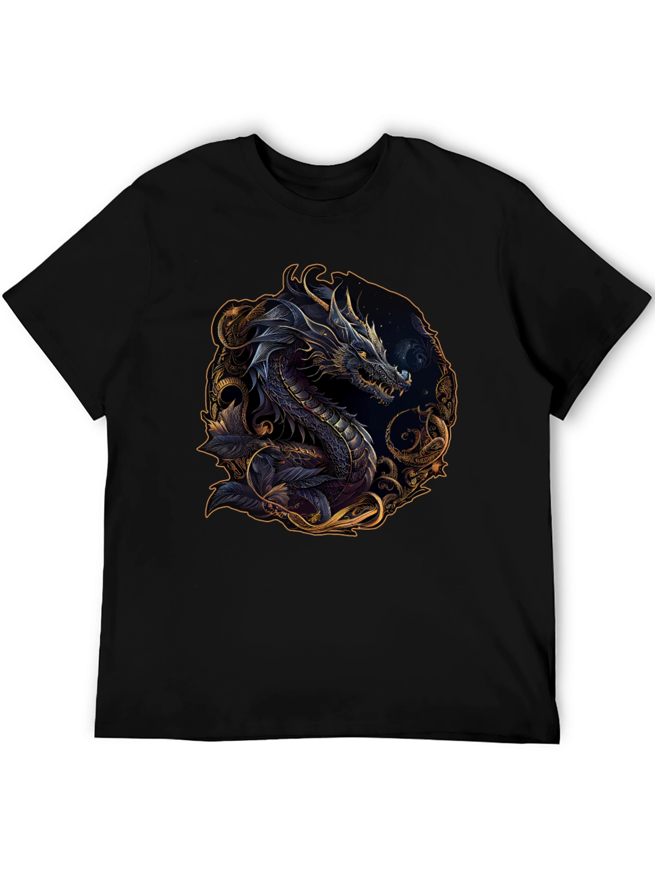 Dragon Graphic Print Black T-Shirt