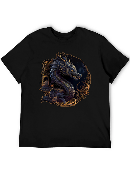 Dragon Graphic Print Black T-Shirt