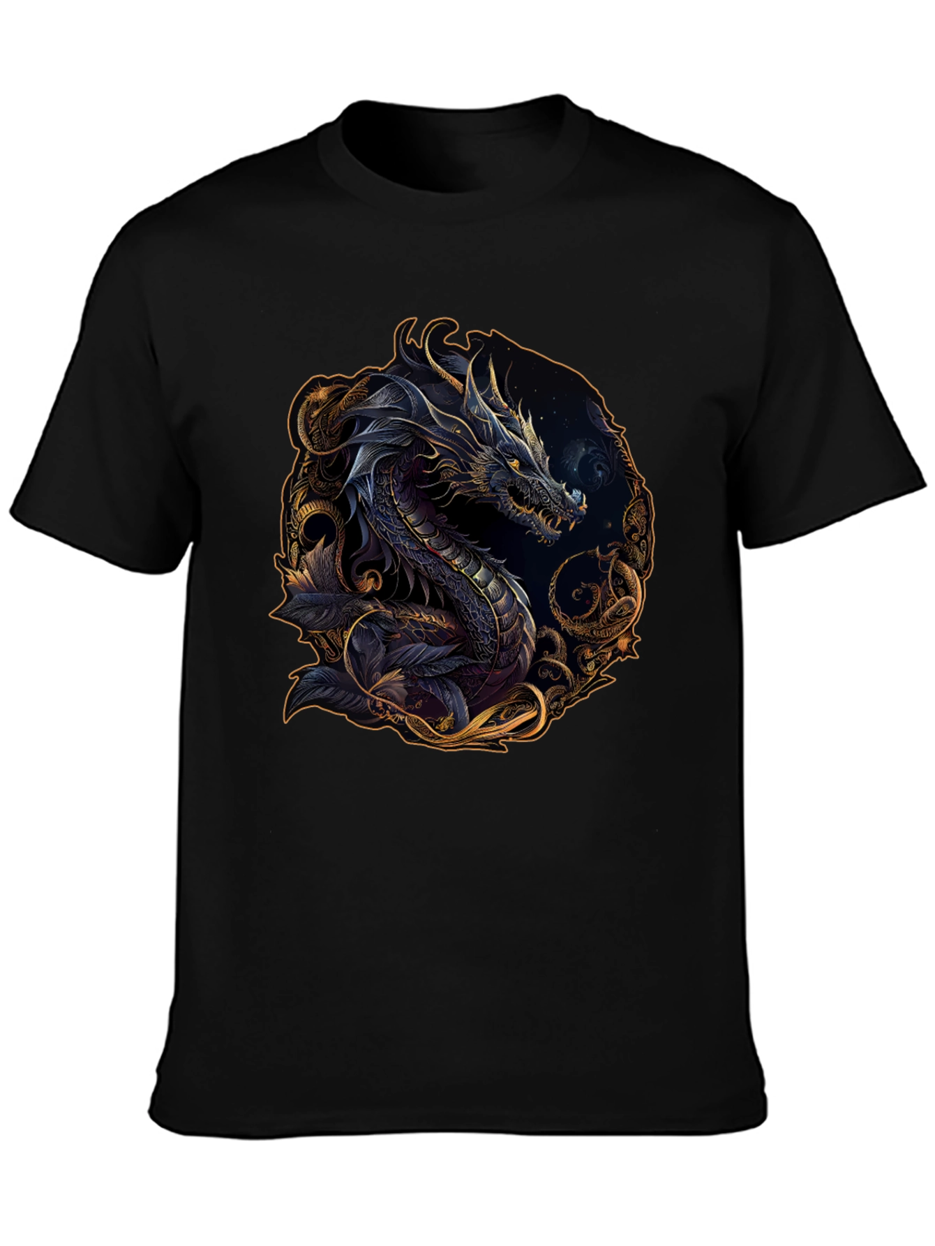 Dragon Graphic Print Black T-Shirt
