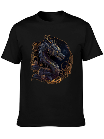 Dragon Graphic Print Black T-Shirt