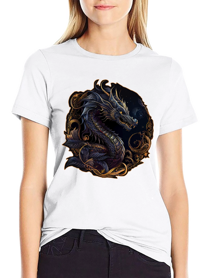 Dragon Graphic Print Black T-Shirt