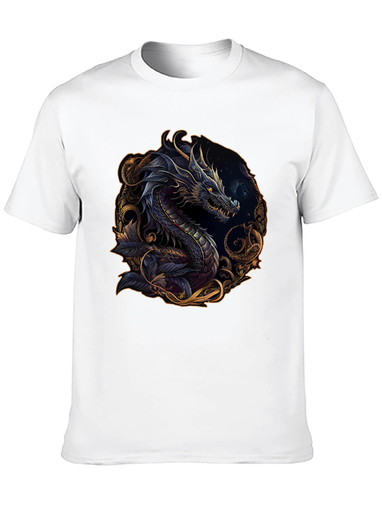 Dragon Graphic Print Black T-Shirt