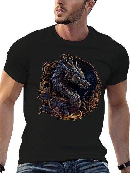 Dragon Graphic Print Black T-Shirt