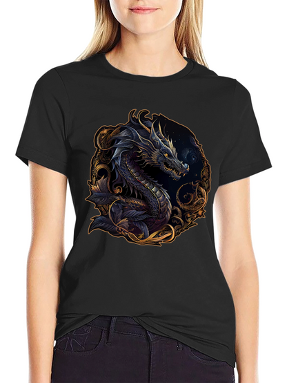 Dragon Graphic Print Black T-Shirt