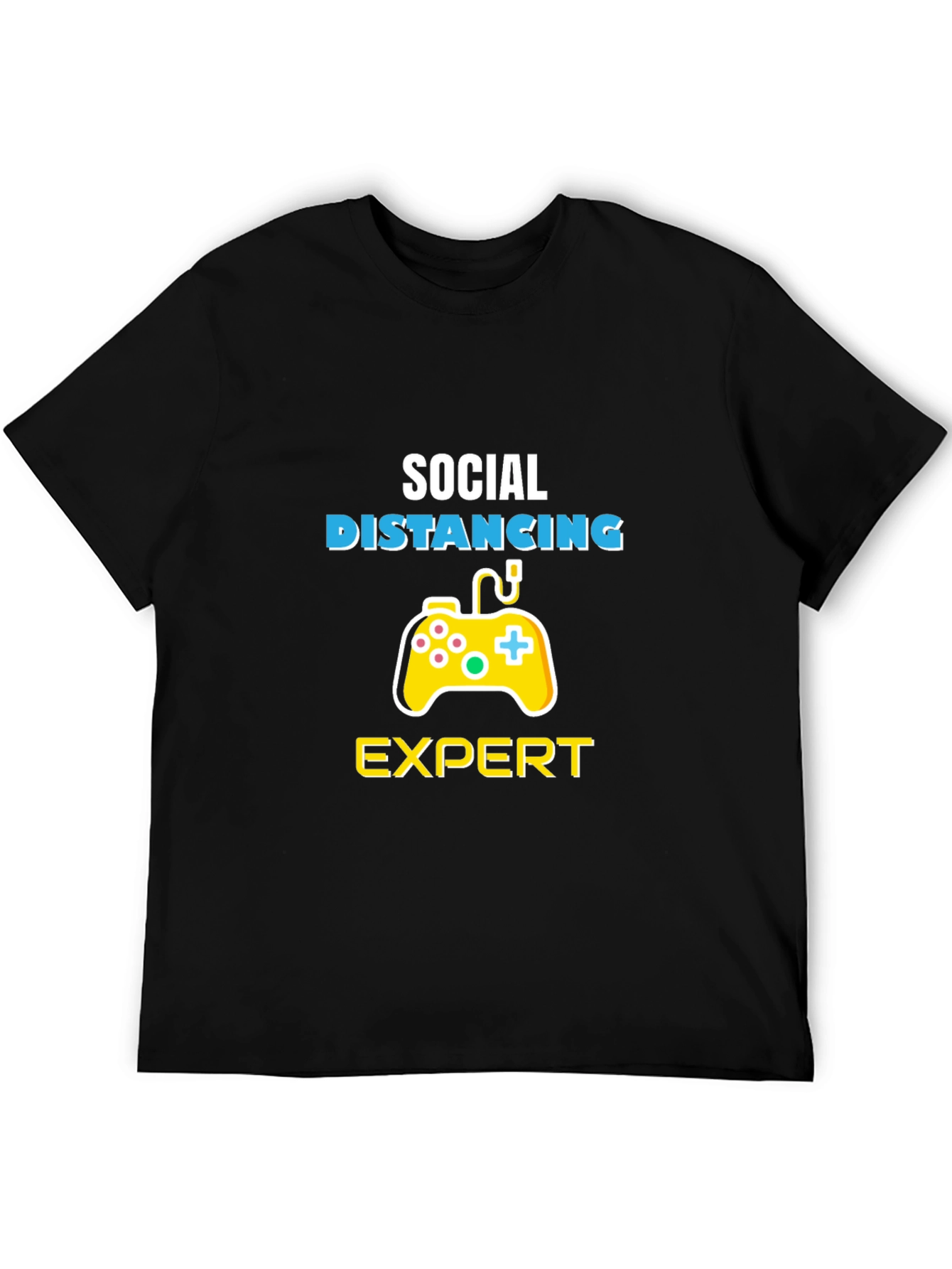 Social Distancing Expert Gamer Black T-Shirt