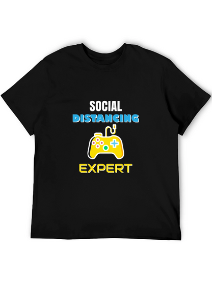 Social Distancing Expert Gamer Black T-Shirt